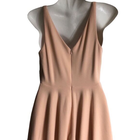 Lulus dress Size XS fit and flare back hidden zipper V-neck lined pale peach NWT - Picture 6 of 8